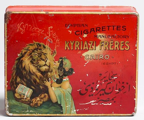 Antique Egyptian Cigarette Tin by Kyriazi Freres