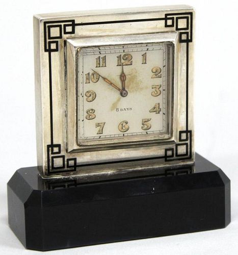 Art Deco Silver Traveling Desk Clock