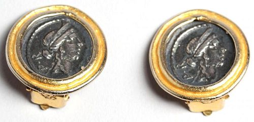 Pair Of Clip-On Faux Coin Earrings