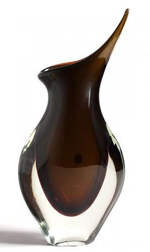 Murano Italy Asymmetrical 2-Color Glass Vase