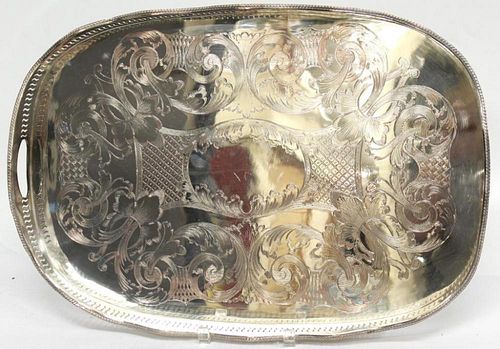 Cheltenham Engraved Silver-Plate Serving Tray