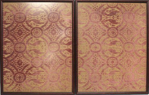 Pair of Byzantine-Style Silk Cut Velvet Panels