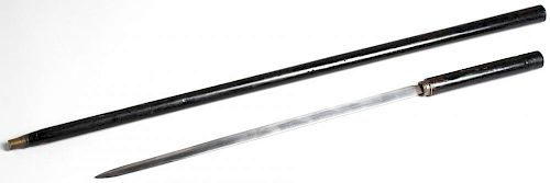 Antique Asian Black Lacquer Sword Cane