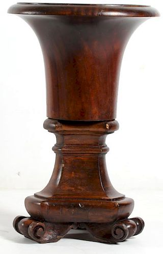 Vintage Carved Wood Urn-Form Planter