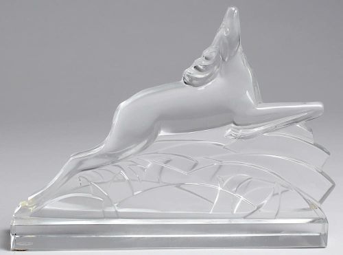 Baccarat Lead Crystal Art Deco Leaping Deer Figure