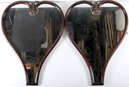 Pair of Large Vintage Heart-Shaped Mirrors