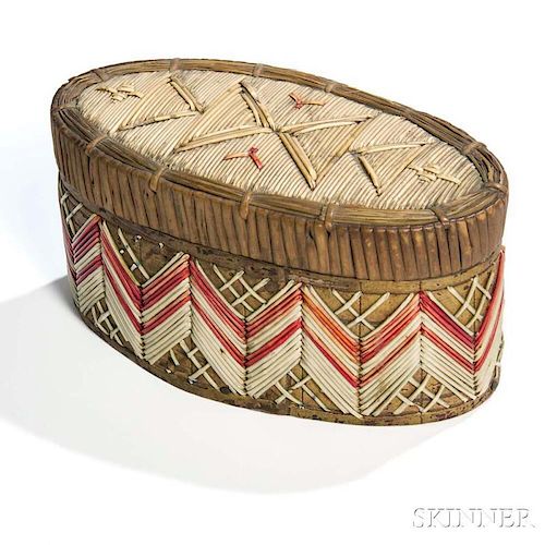 Micmac Quill-decorated Birch Bark Box