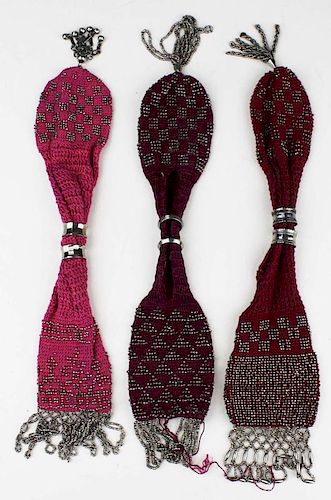 3 19Th C. Victorian Knitted Misers Purses