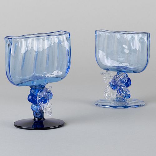 Pair of Murano Blue Glass Table Ornaments