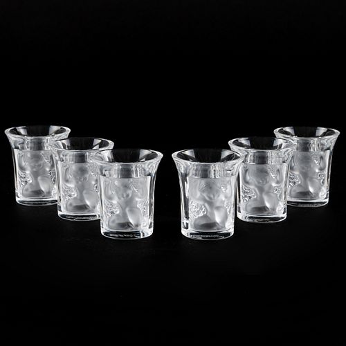 Set of Six Lalique Glass Shot Cups