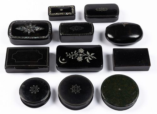 ASSORTED LACQUER SNUFF BOXES, LOT OF TEN