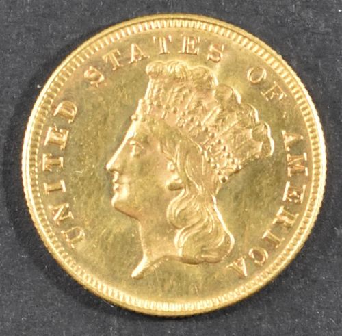 1874 $3 GOLD CH BU
