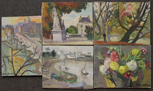 MARRE, Helene. 5 Oils on Canvas, 1955-1960.