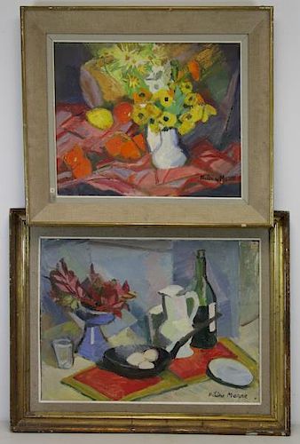 MARRE, Helene. Two Oil on Canvas Still Lifes.