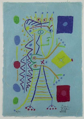 PICASSO, Pablo. Color Lithograph "Jacqueline" 1958