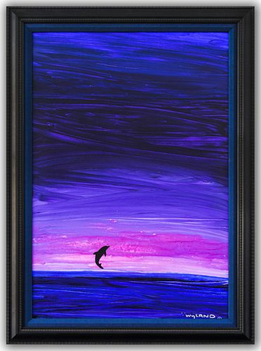 Wyland- Original Painting on Canvas "Dolphin Rising"