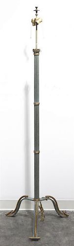 An Art Deco Style Painted and Parcel Gilt Floor Lamp, Height overall 73 inches.