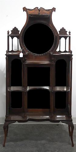 A Victorian Mahogany Etagere, Height 66 x width 32 x depth 12 1/2 inches.