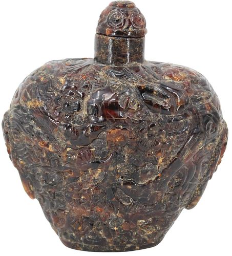 Late Qing Dynasty Chinese Amber Snuff Bottle