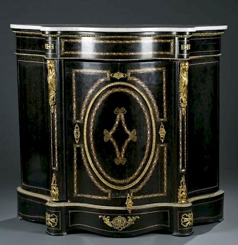 Pair of Napoleon III console cabinets.