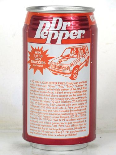 1991 Dr. Pepper Geo Tracker 12oz Can Morganton North Carolina