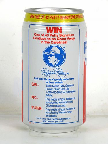 1990 Pepsi Cola Richard Petty NASCAR Pontiac Contest Can