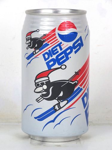1993 Pepsi Diet Cola Christmas Penguin Skiing 12oz Can Cincinnati Ohio