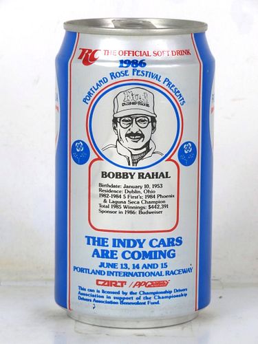 1986 RC Royal Crown Cola Bobby Rahal NASCAR 12oz Can Portland Oregon