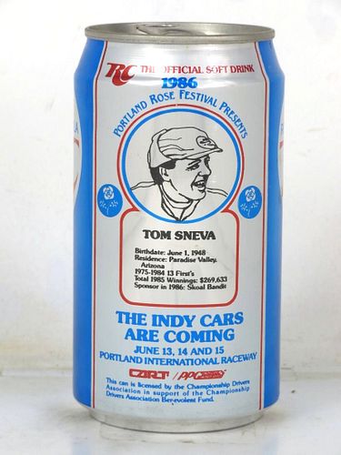1986 RC Royal Crown Cola Tom Sneva NASCAR 12oz Can Portland Oregon