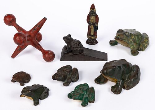 CAST-IRON PAINTED FIGURAL DOORSTOPS / PAPERWEIGHTS, LOT OF EIGHT