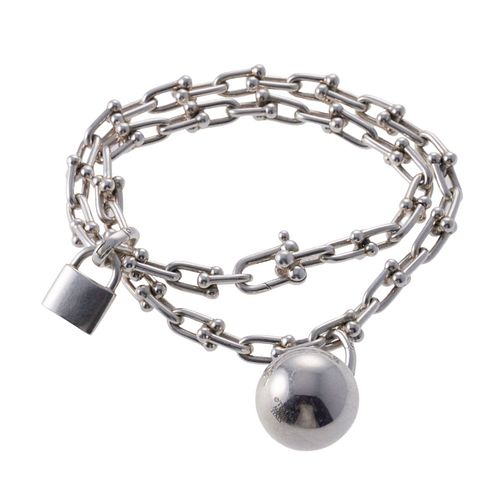 Tiffany & Co HardWear Silver Charm Wrap Bracelet