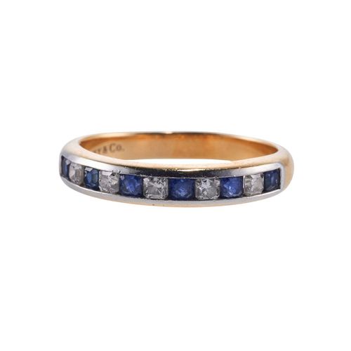 Tiffany & Co Lucida Diamond Sapphire 18k Gold Band Ring