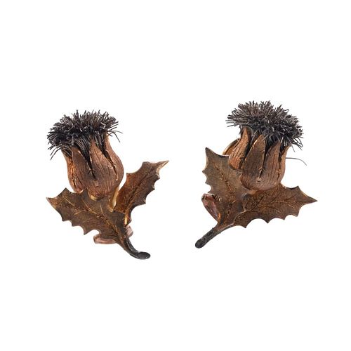 Buccellati Thistle 18k Tri Color Gold Earrings