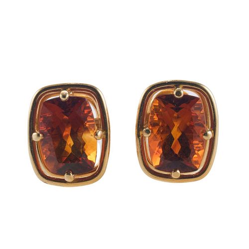 18k Gold 8ctw Citrine Earrings
