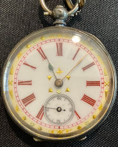 English Silver Case Pocket Watch With Key Wind