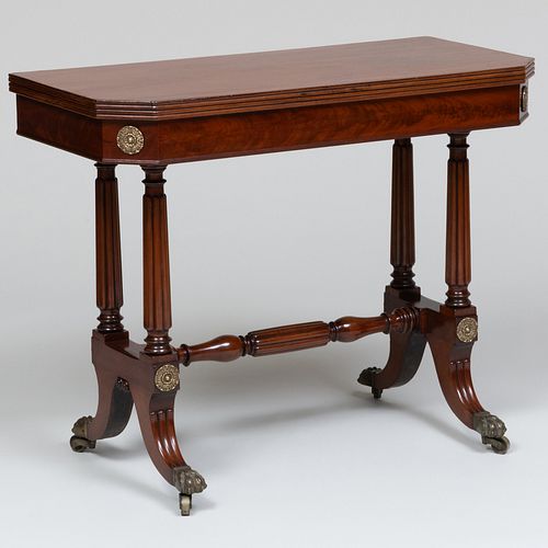 Federal Brass-Mounted Mahogany Games Table, Possibly Boston