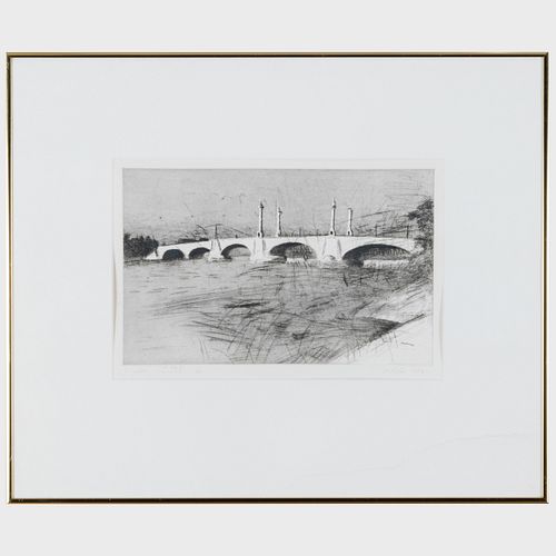Wolf Kahn (1927-2020): Northern View, Memorial Bridge, Springfield, MA