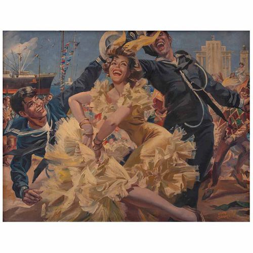 JAIME SADURNÍ, Carnaval de Veracruz, ca. 1960, Firmado, Óleo sobre tela, 85.5 x 110.5 cm