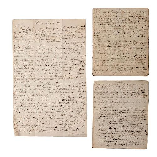 Waterloo General Sir Edward Charles Whinyates Papers, Incl. Documents Mentioning a Severe Wound Received at Waterloo