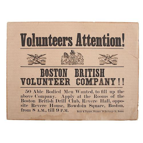 Boston British Volunteer Company, Civil War Recruitment Broadside