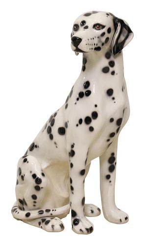 LIFE-SIZE ITALIAN CAST CERAMIC SEATED DALMATIAN for sale at auction on ...