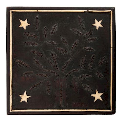Private A.H. Barber, 2nd Wisconsin Infantry, Folk Art Carved and Inlaid Civil War Battle Record