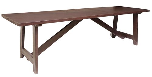 RUSTIC SPANISH PAINTED DINING TABLE, 103.5"L