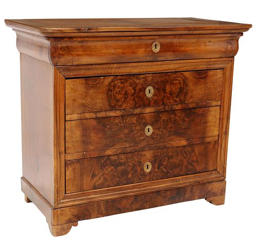 FRENCH LOUIS PHILIPPE FIGURED WALNUT COMMODE