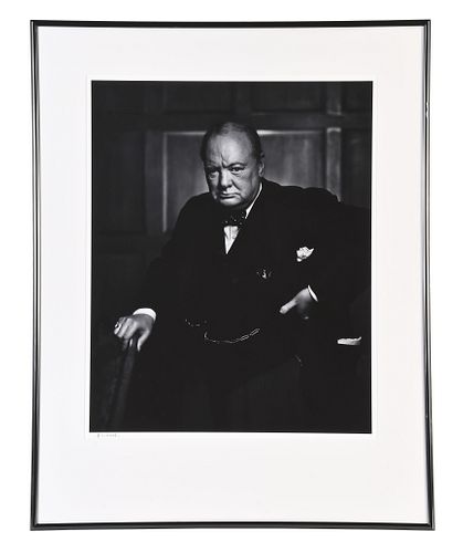 A large mid 20th century portrait of Winston Churchill by Yousuf Karsh