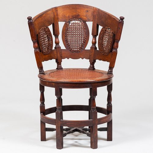 Anglo Indian/Sri Lankan Hardwood and Caned Burgomeister Chair