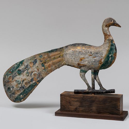 Gilt and Painted Metal Peacock Weathervane