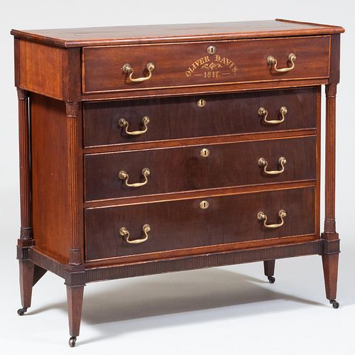 Late Federal Mahogany and Cherry Metamorphic Chest of Drawers and Desk 