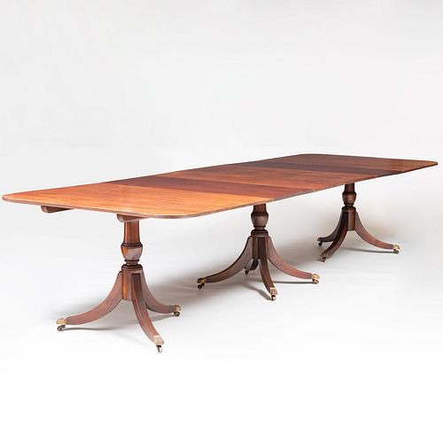 Regency Style Mahogany Triple Pedestal Dining Table