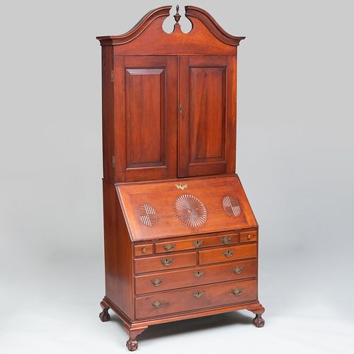 Chippendale Carved Cherry Bureau Bookcase